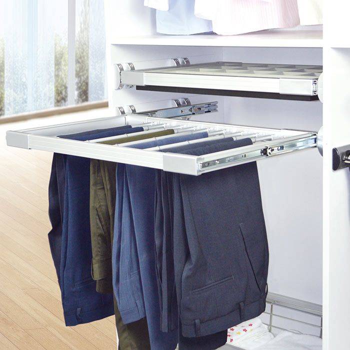 Fully Pull-out Metal Trouser Rack, Self-contained Telescopic Push-pull,  Suitable For Wardrobe, Can Store 30 Pieces Of Clothes, With 10 Z-shaped  Hangers, Black/white (Color : Wit, Size : 560mm) : Amazon.co.uk: Home &